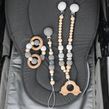 TYRY.HU Wooden Teether Baby Pram Chain Crochet Pacifier Baby Teething Toy Stroller Decor Silicone Baby Teether
