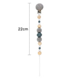 TYRY.HU Wooden Teether Baby Pram Chain Crochet Pacifier Baby Teething Toy Stroller Decor Silicone Baby Teether