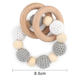 TYRY.HU Wooden Teether Baby Pram Chain Crochet Pacifier Baby Teething Toy Stroller Decor Silicone Baby Teether