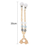 TYRY.HU Wooden Teether Baby Pram Chain Crochet Pacifier Baby Teething Toy Stroller Decor Silicone Baby Teether