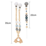 TYRY.HU Wooden Teether Baby Pram Chain Crochet Pacifier Baby Teething Toy Stroller Decor Silicone Baby Teether
