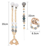 TYRY.HU Wooden Teether Baby Pram Chain Crochet Pacifier Baby Teething Toy Stroller Decor Silicone Baby Teether