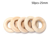 5/10/20/50pcs Natural Wood Teething Beads Wooden Ring Children Kids DIY Wooden Jewelry Making Crafts 10 Size